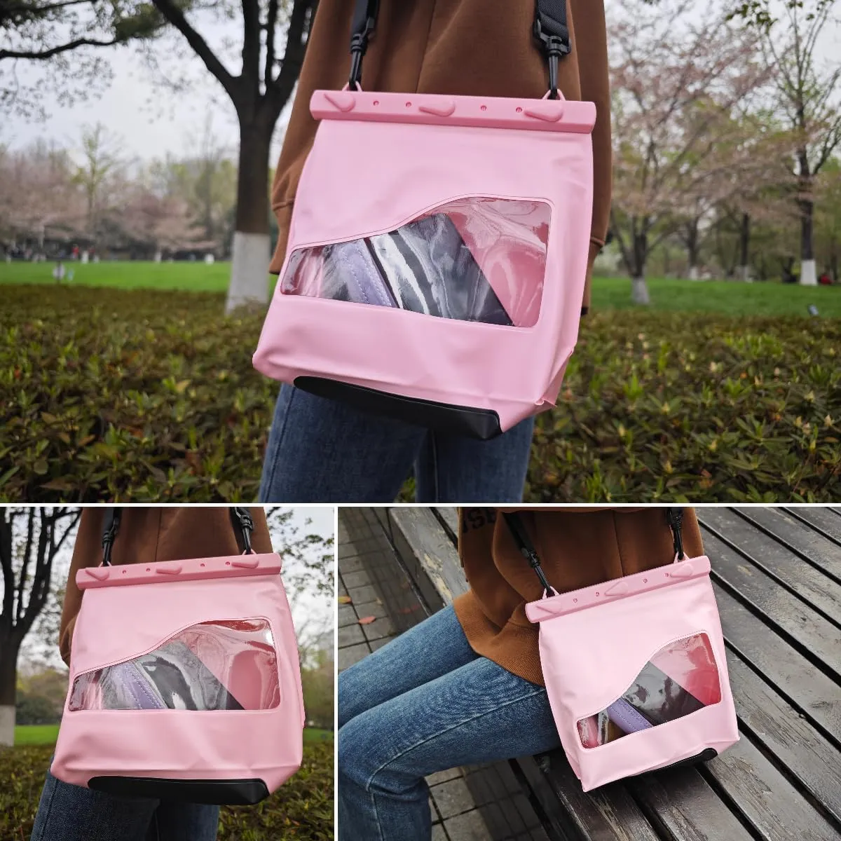 LAQ DESiGN STAYDRY Waterproof Dry Bag with Shoulder Strap for Kayaking, Fishing, Diving, Hiking, Camping, Beach Waterproof Bag, Secure Closure To Keep Your Valuables Dry-Large (Pink)