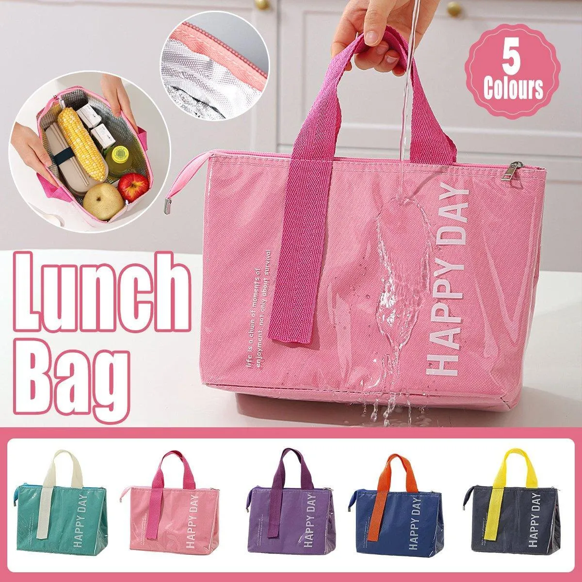 Large Capacity Lunch Bag Outdoor Picnic Aluminum Foil Portable Thermal Bag