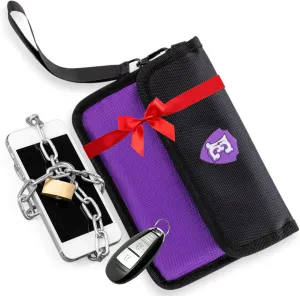 Large Faraday Bags for Phones with Two Pockets, RFID Blocking Sleeves, Signal Blocking Shield, Faraday Key Fob Protector, RFID Faraday Pouch for Key fob w/Removable Handle