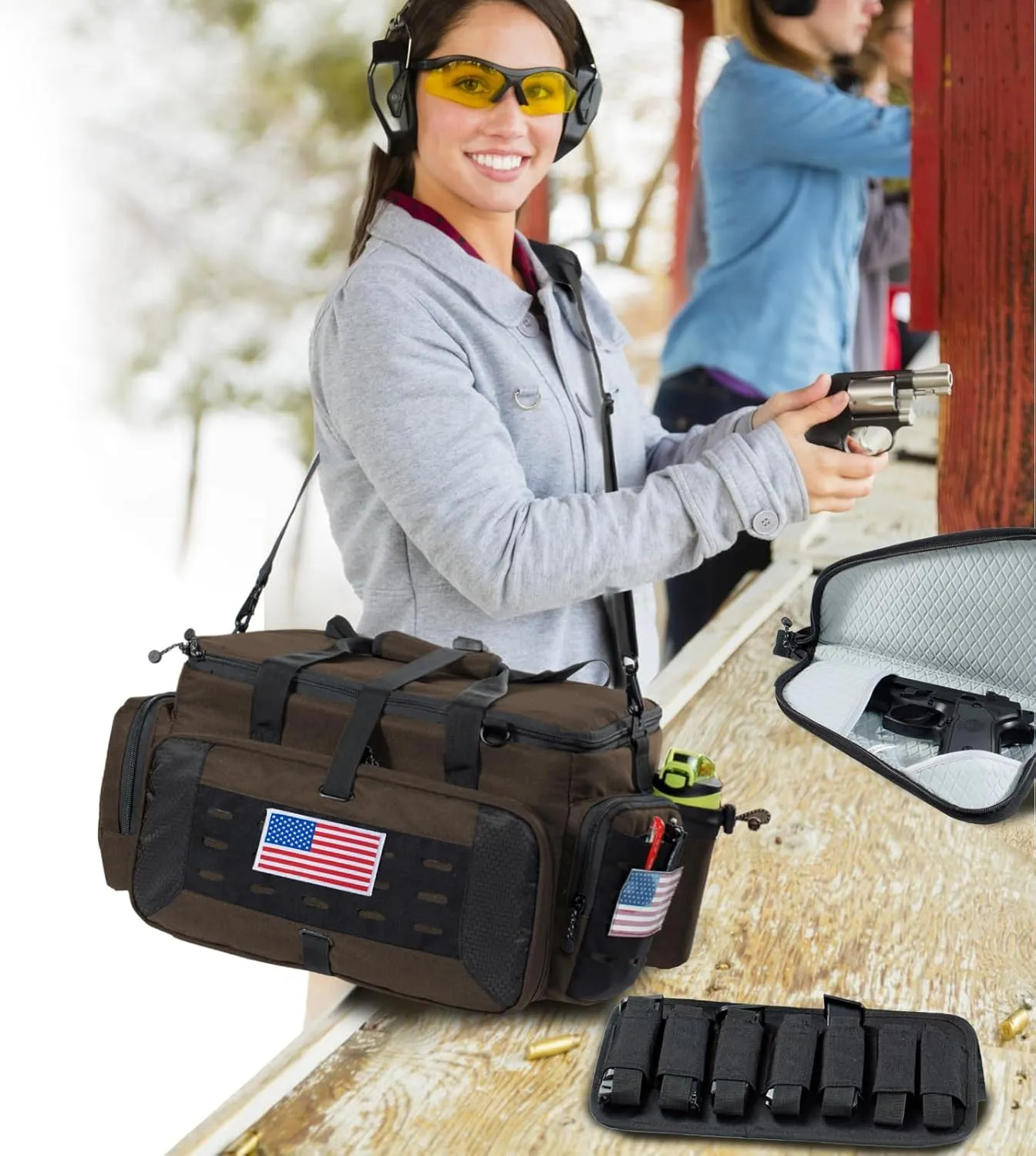 Large Pistol Range Bag Shooting - Tactical Gun Range Bag with Pistol Cases, Gun Bags for Handguns, Gun Bag for Men, Ammo Bag, Gun Carrying Duffle Bag for Gun Accessories