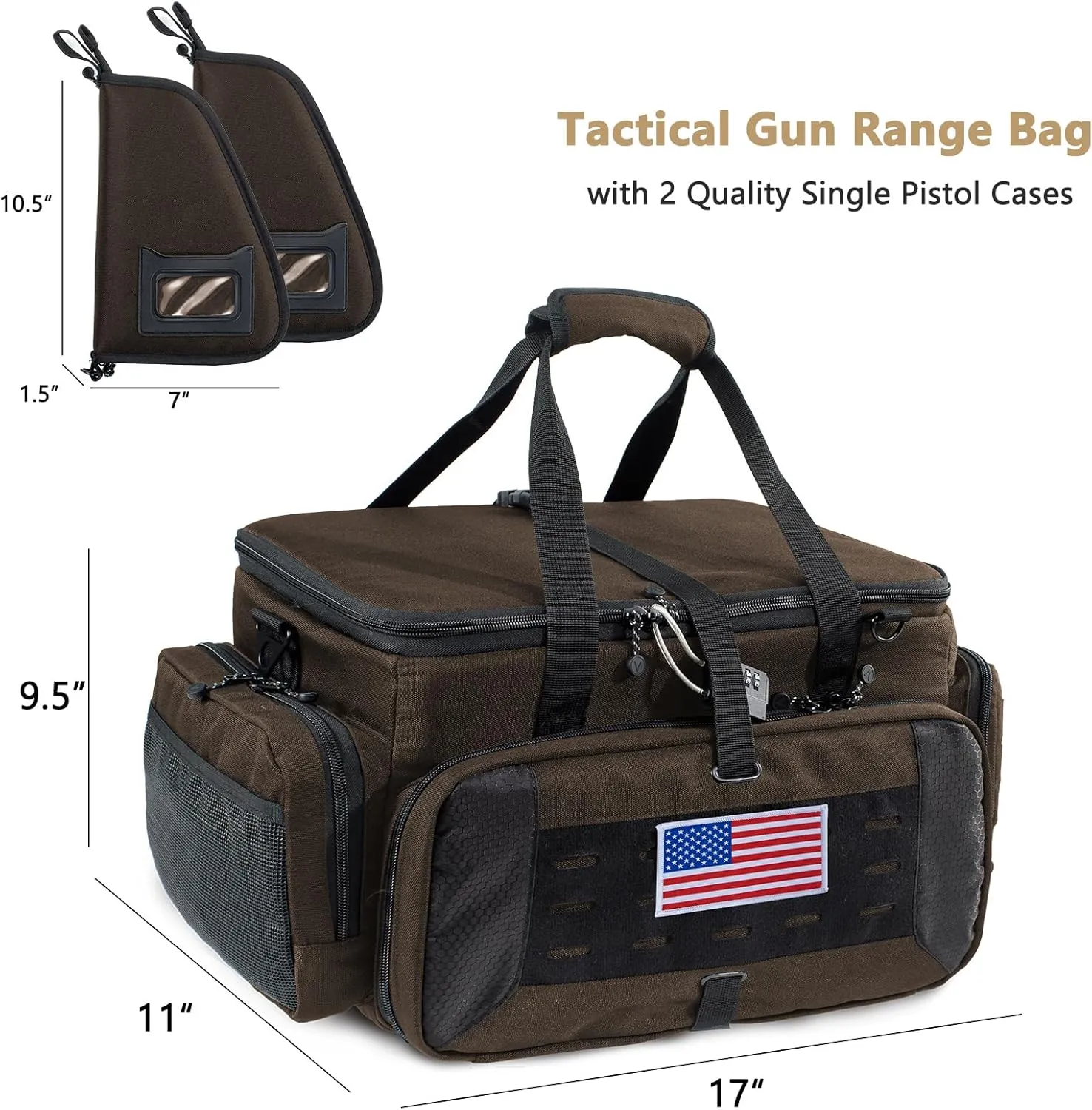 Large Pistol Range Bag Shooting - Tactical Gun Range Bag with Pistol Cases, Gun Bags for Handguns, Gun Bag for Men, Ammo Bag, Gun Carrying Duffle Bag for Gun Accessories