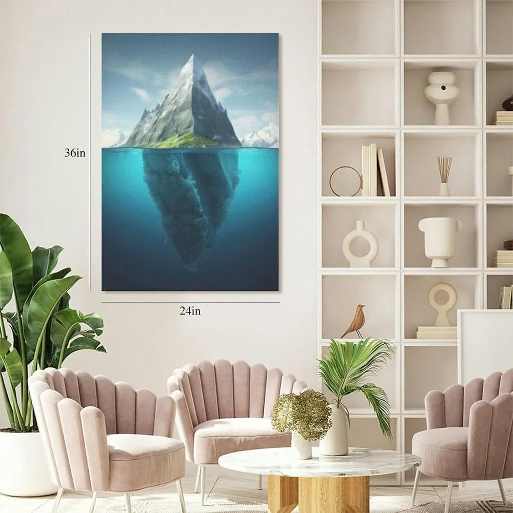 Large Wall Art Decor iceberg polar regions Vertical Pictures Framed Canvas Wall Art for Living Room Bedroom Bathroom Artwork Paintings Kitchen 36x24