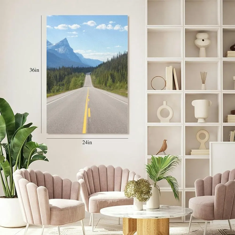 Large Wall Art Decor Scenic Road Banff Vertical Pictures Framed Canvas Wall Art for Living Room Bedroom Bathroom Artwork Paintings Kitchen 36x24