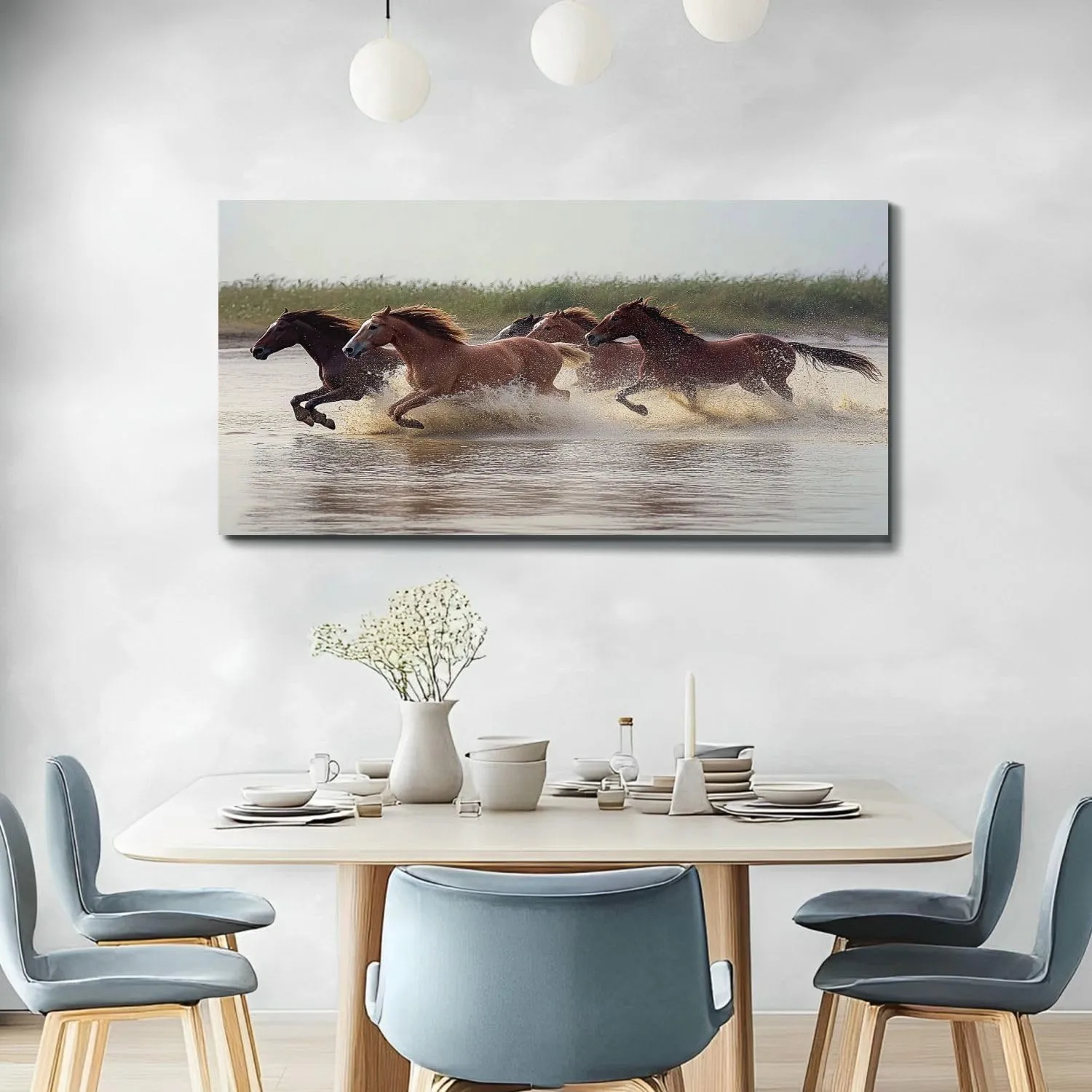 Large Wall Art Prints 20"x40" grassland Framed Canvas Wall Art Painting Artwork Poster Picture Wall Decor for Living Room Bedroom Hanging