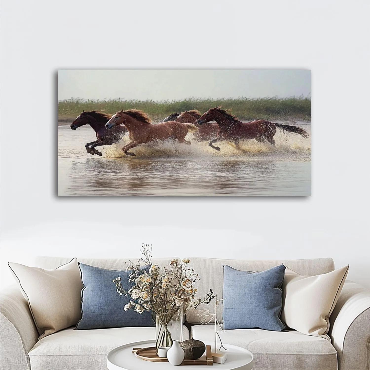 Large Wall Art Prints 20"x40" grassland Framed Canvas Wall Art Painting Artwork Poster Picture Wall Decor for Living Room Bedroom Hanging