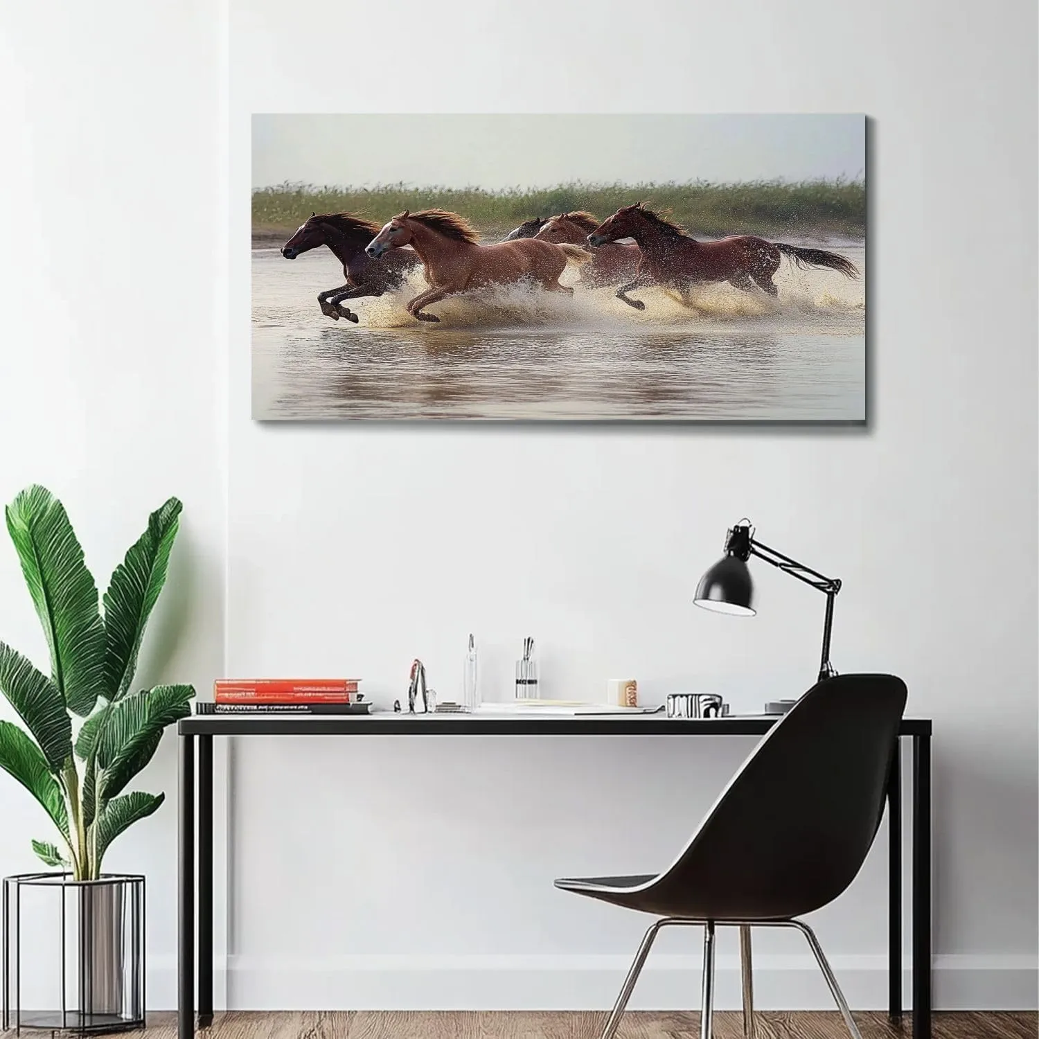 Large Wall Art Prints 20"x40" grassland Framed Canvas Wall Art Painting Artwork Poster Picture Wall Decor for Living Room Bedroom Hanging