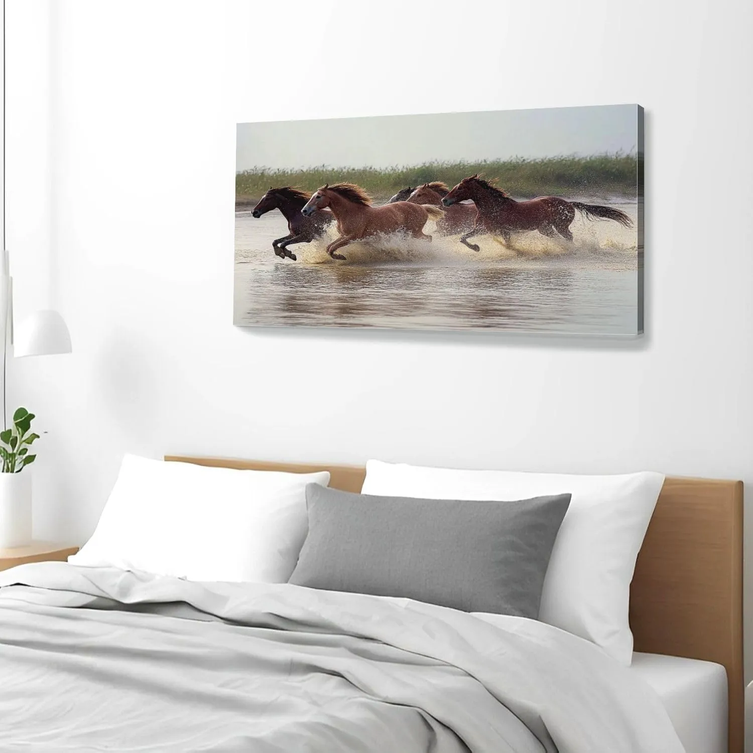 Large Wall Art Prints 20"x40" grassland Framed Canvas Wall Art Painting Artwork Poster Picture Wall Decor for Living Room Bedroom Hanging