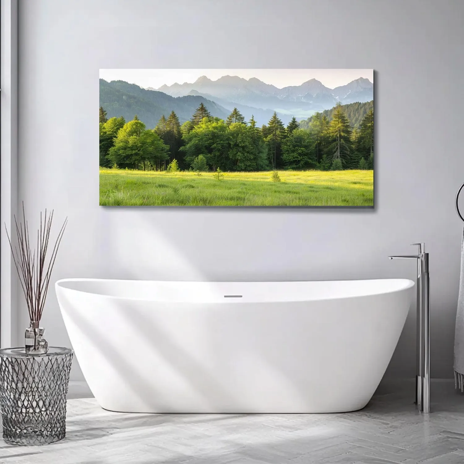 Large Wall Art Prints 20"x40" Typical alpine landscape Framed Canvas Wall Art Painting Artwork Poster Picture Wall Decor for Living Room Bedroom Hanging