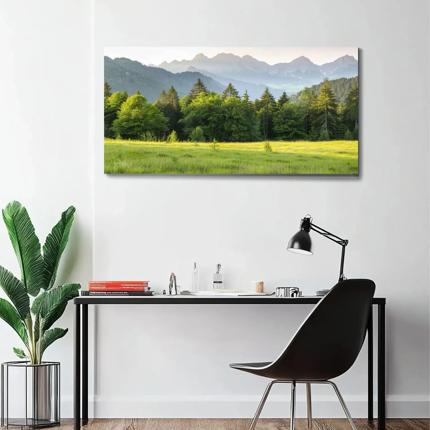Large Wall Art Prints 20"x40" Typical alpine landscape Framed Canvas Wall Art Painting Artwork Poster Picture Wall Decor for Living Room Bedroom Hanging