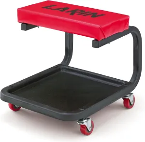Larin LRS-4 Rolling Mechanic Stool with Tool Tray – Padded Seat, 250 lb Capacity, Heavy-Duty Steel Frame, for Garage, Shop & DIY Projects