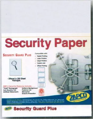 Laser Print Non-Prescription Security Paper (SGP-25), with Hidden "Void" Pantograph, Bond Off-White 24-lb, 8.5" x 14", Two Packs (500 Sheets Per Pack) - 1,000 Sheets