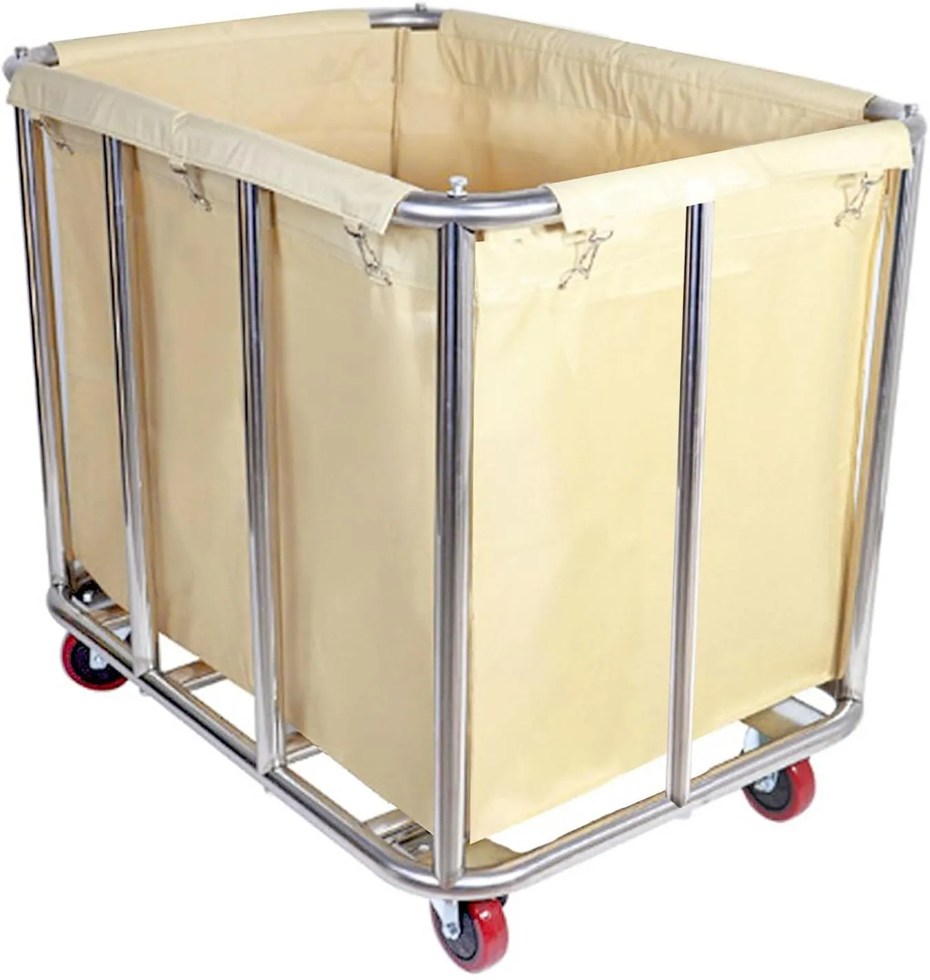 Laundry Cart for Commercial/Home,12 Bushels Heavy Duty Large Stainless Steel Rolling Laundry Basket with Wheels，for Laundry/Toys/Sundries Organizer and Storage,286LBS Load