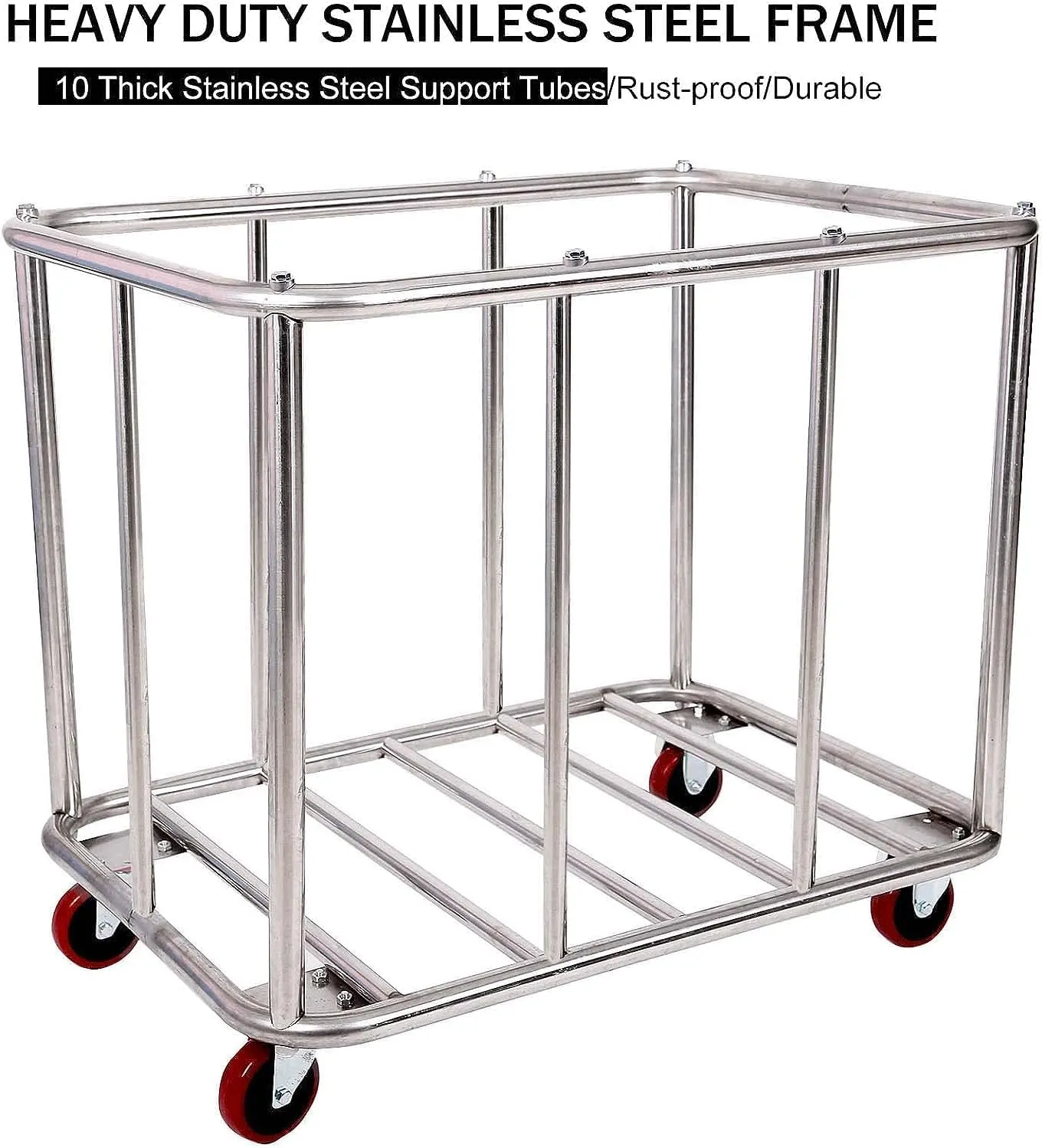 Laundry Cart for Commercial/Home,12 Bushels Heavy Duty Large Stainless Steel Rolling Laundry Basket with Wheels，for Laundry/Toys/Sundries Organizer and Storage,286LBS Load
