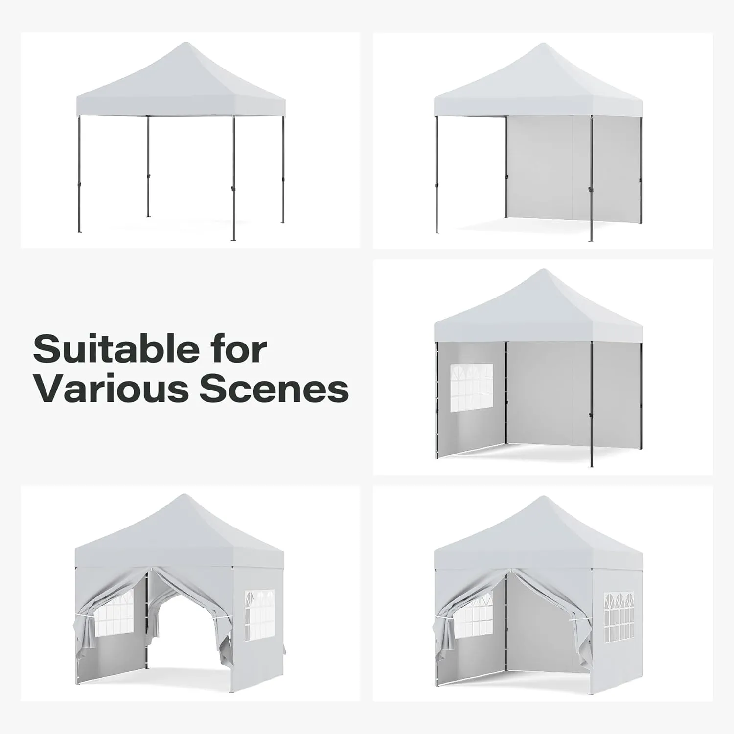 LAUSAINT HOME Pop-up Gazebo Instant Portable Canopy Tent 10x10, with 4 Sidewalls, Windows, Wheeled Bag, for Patio Outdoor Wedding Parties and Events (White)