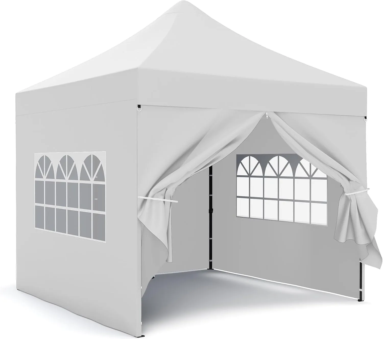 LAUSAINT HOME Pop-up Gazebo Instant Portable Canopy Tent 10x10, with 4 Sidewalls, Windows, Wheeled Bag, for Patio Outdoor Wedding Parties and Events (White)
