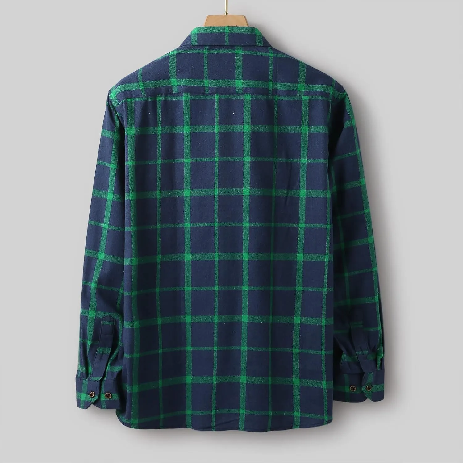 LCMTWX Men's Cotton Plaid Shirts Jacket Printing Lightweight Breathable Long Sleeve Lapel Formal Fleece Lined Flannel