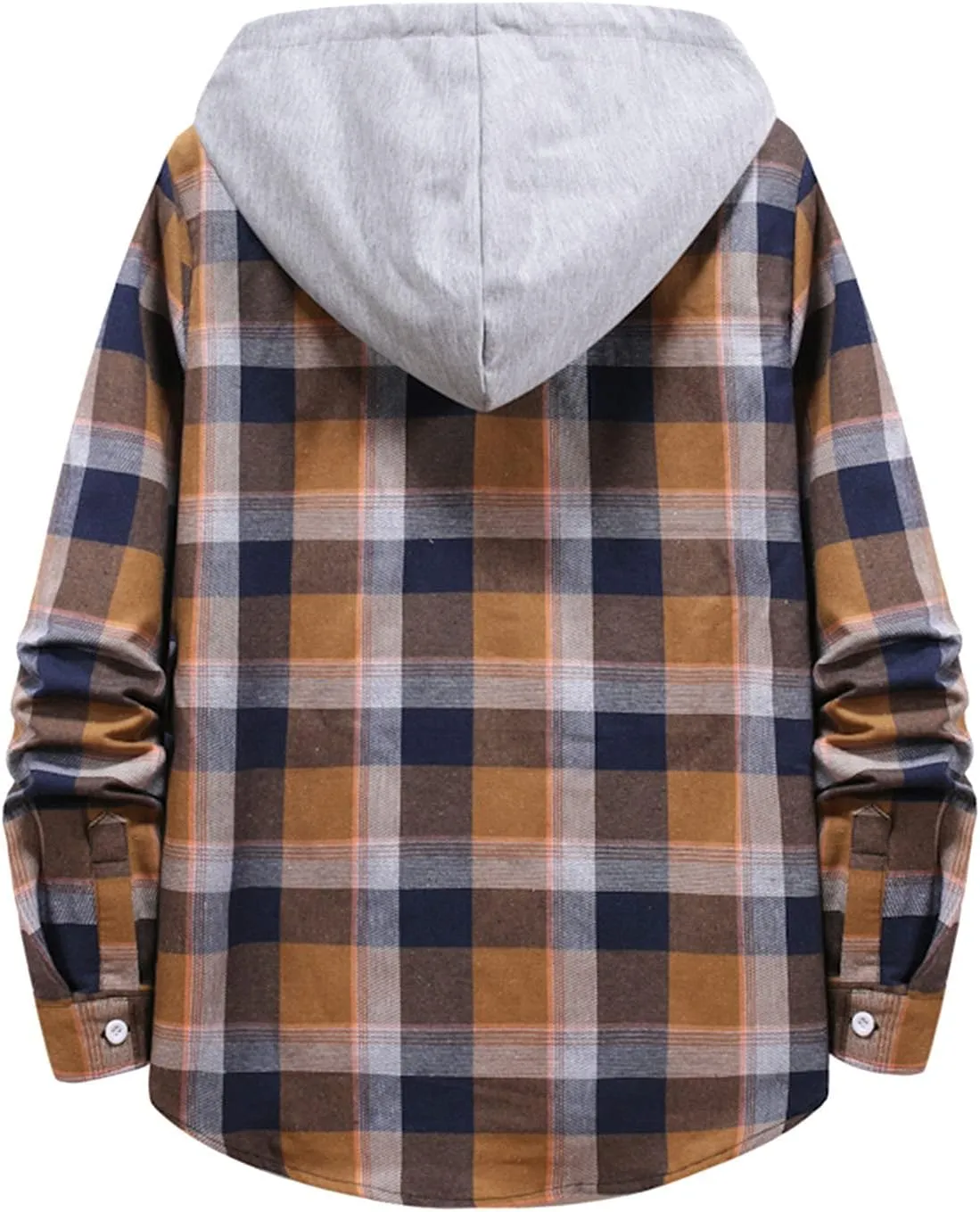 LCMTWX Mens Flannel Jacket Large Plaid Pocket Loose Coat Top Blouse with Hood for Men Casual Loose Thicken
