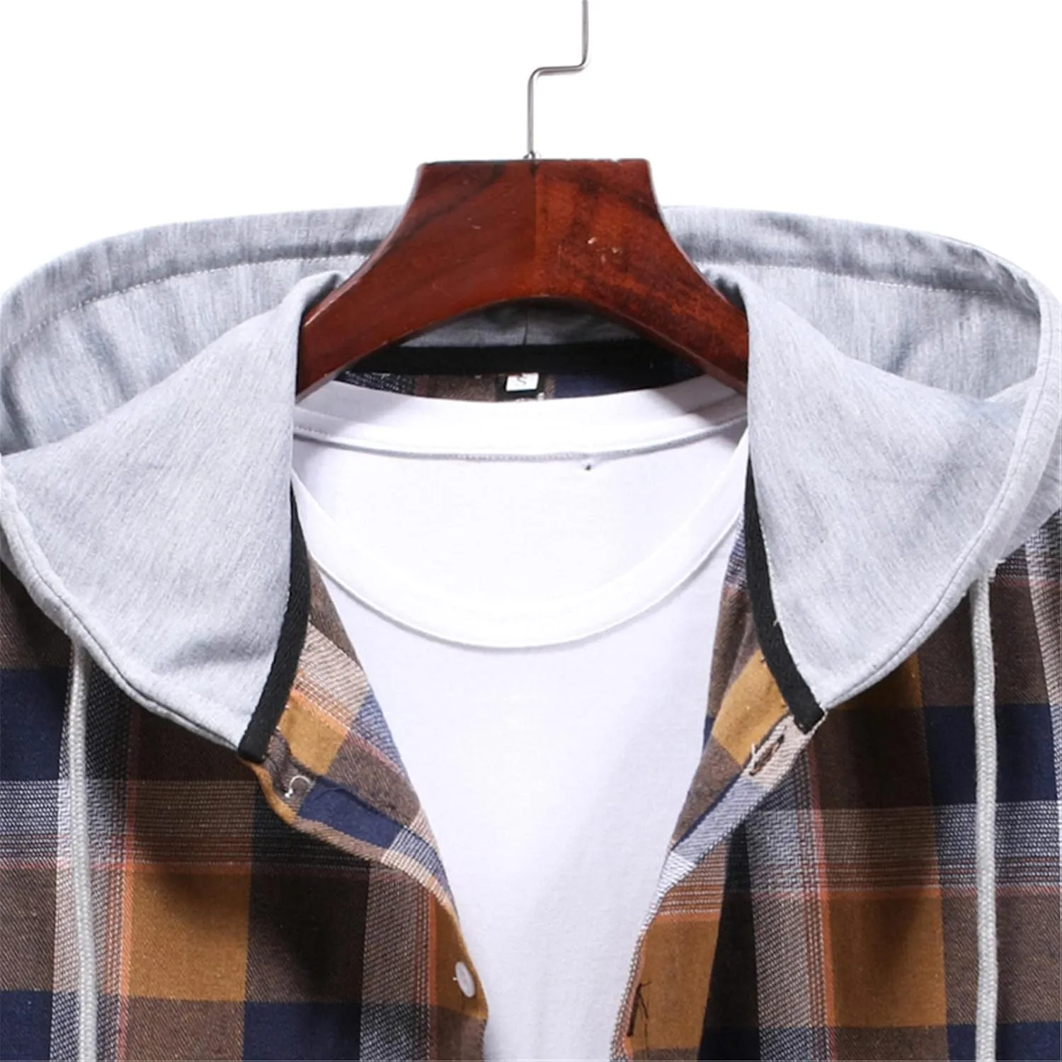 LCMTWX Mens Flannel Jacket Large Plaid Pocket Loose Coat Top Blouse with Hood for Men Casual Loose Thicken