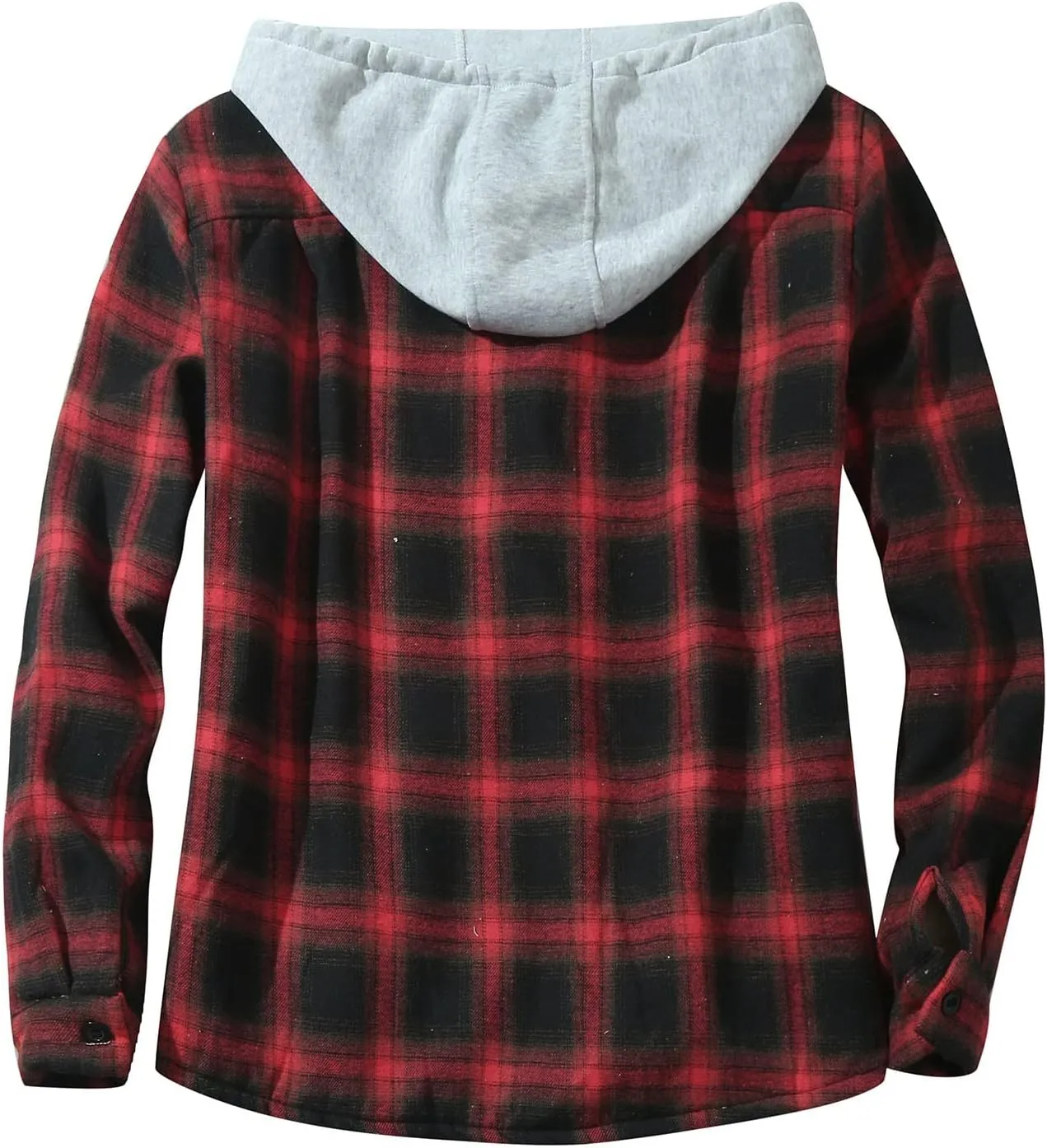 LCMTWX Men's Flannel Jackets Large Plaid Lapel Pocket Plus Velvet Coat Shirt Top Coat with Zipper with Hood for