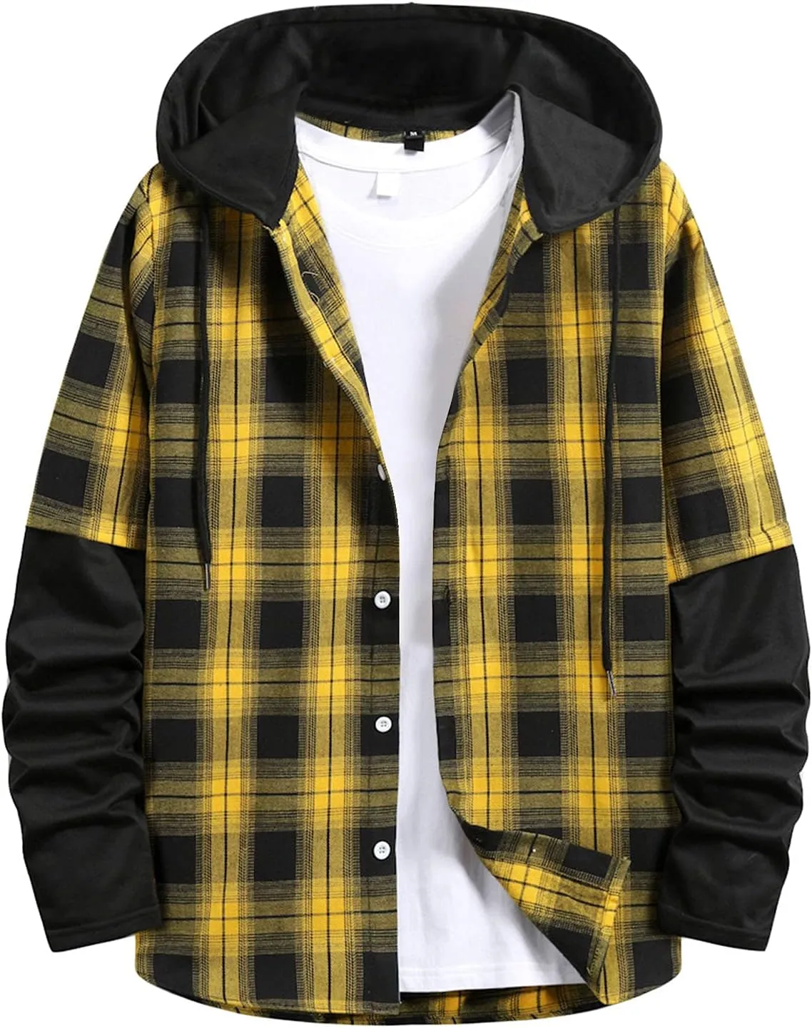 LCMTWX Men's Fleece Flannel Jackets Plaid Pocket Loose Coat Top Blouse Men Plus Size Big&Tall Mens Coat Lightweight Shirt