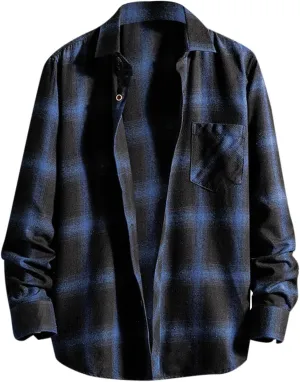LCMTWX Men's Hooded Shirt Jacket Square Printing Lightweight Breathable Long Sleeve Lapel Formal Fleece Button Down Shirt