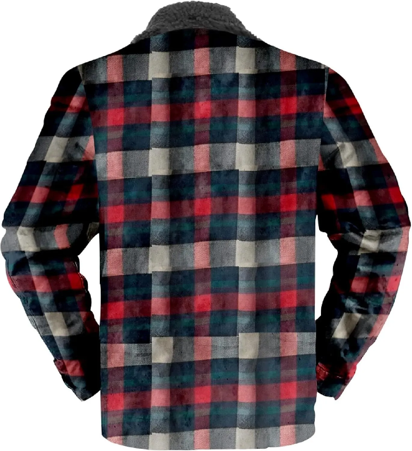 LCMTWX Mens Plaid Flannel Jacket Pocket Hooded Padded Loose Shirt Top Jacket Coats Casual Long Sleeve Coat with