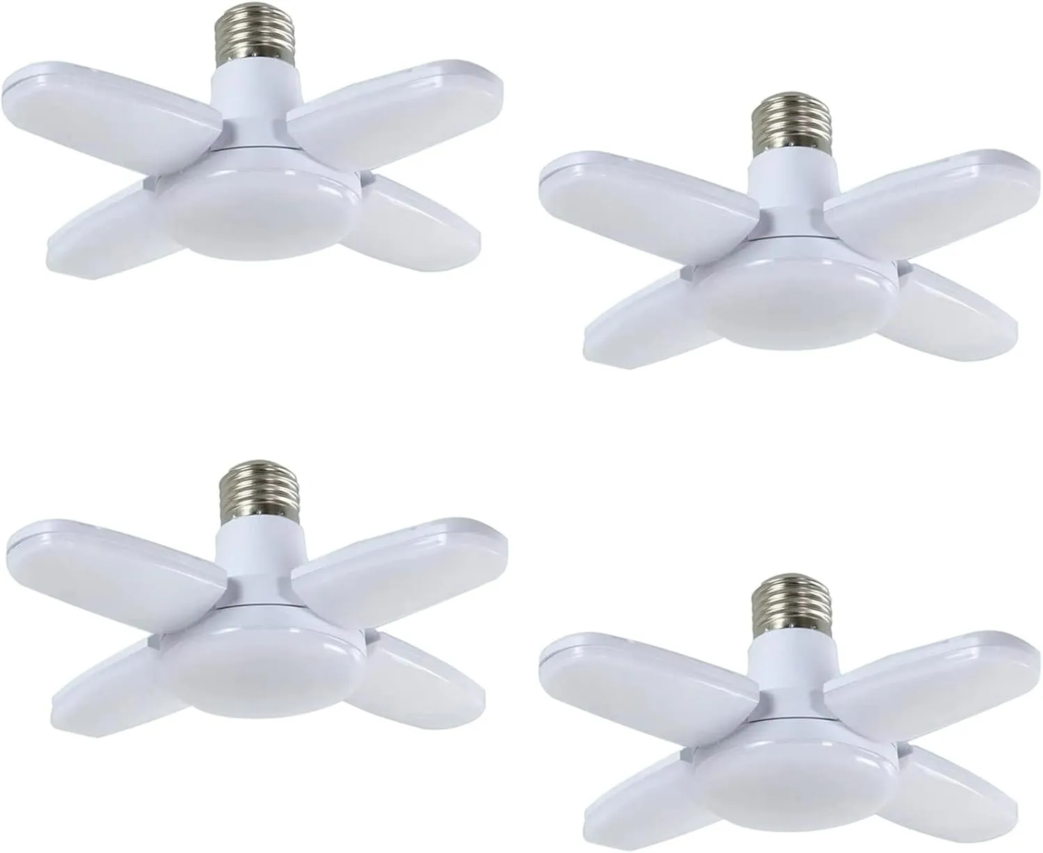 LED Garage Lights 60W E26 2800LM Deformable Mini Led Garage Ceiling Lights with 4 Panels 6500K Daylight White, AC85-265V,180 Degrees Beam Angle,E26 Medium Base, 4 Pack