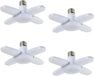 LED Garage Lights 60W E26 2800LM Deformable Mini Led Garage Ceiling Lights with 4 Panels 6500K Daylight White, AC85-265V,180 Degrees Beam Angle,E26 Medium Base, 4 Pack