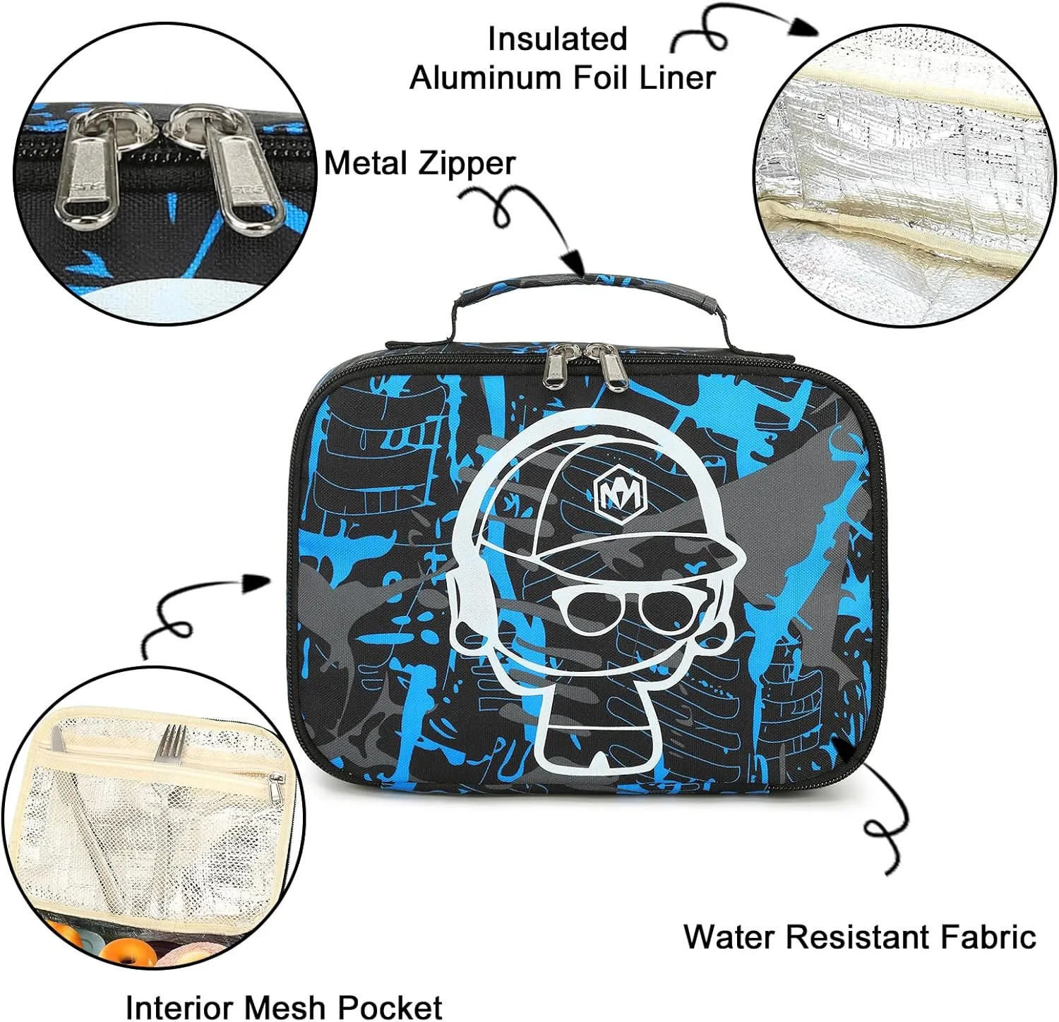 LEDAOU Lunch Bag Kids Insulated Lunch Box Girl Boy Insulated Reusable Lunch Bag for School Picnic Hiking Work