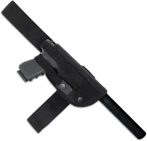 Leg Gun Holster with Suppressor Opening - Black Nylon - Tactical - Soft and Durable Material - Suede Interior for Protection - Wrap Around Belt, Thigh Design for Men and Women, Fully Adjustable System