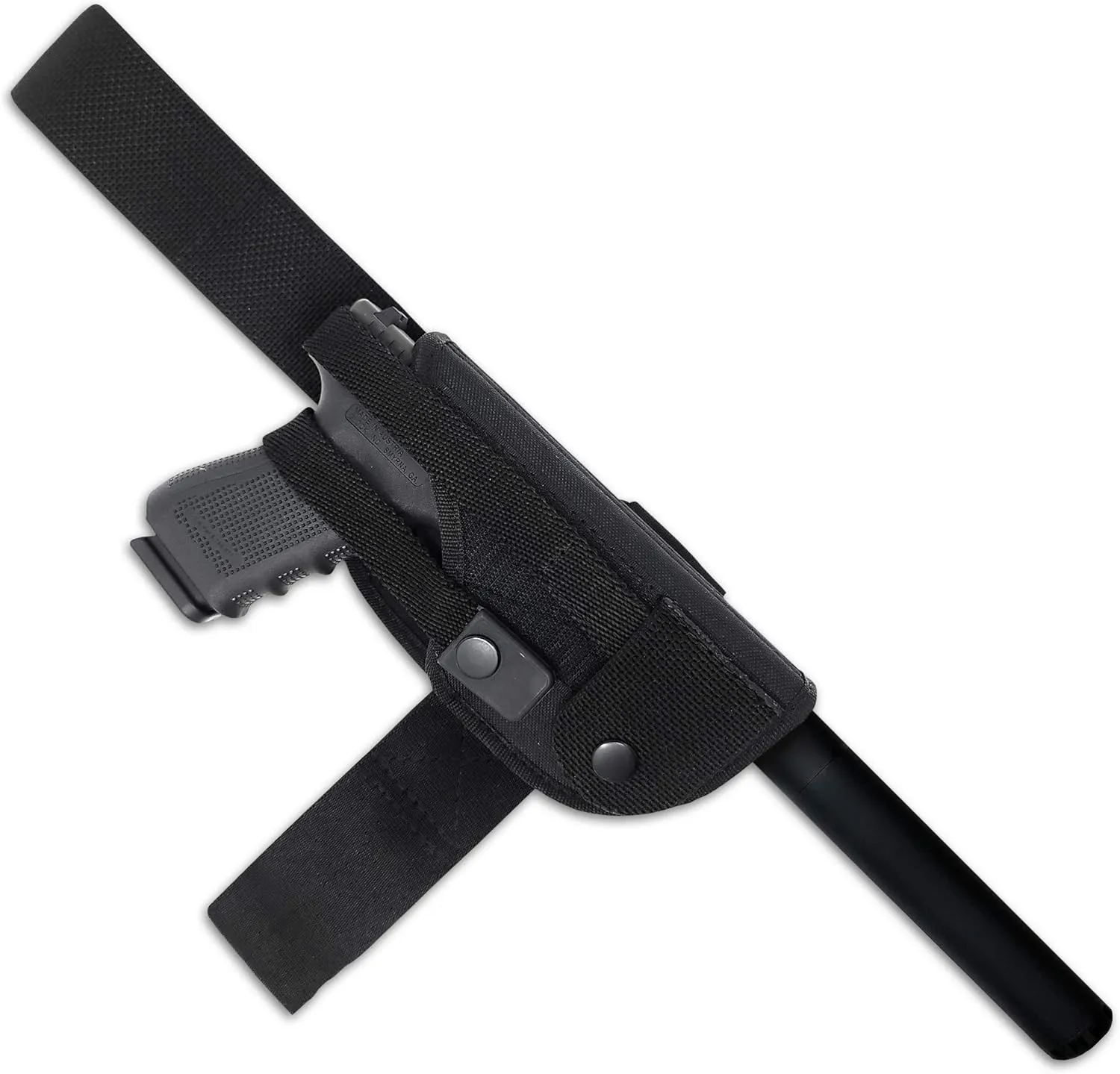 Leg Gun Holster with Suppressor Opening - Black Nylon - Tactical - Soft and Durable Material - Suede Interior for Protection - Wrap Around Belt, Thigh Design for Men and Women, Fully Adjustable System