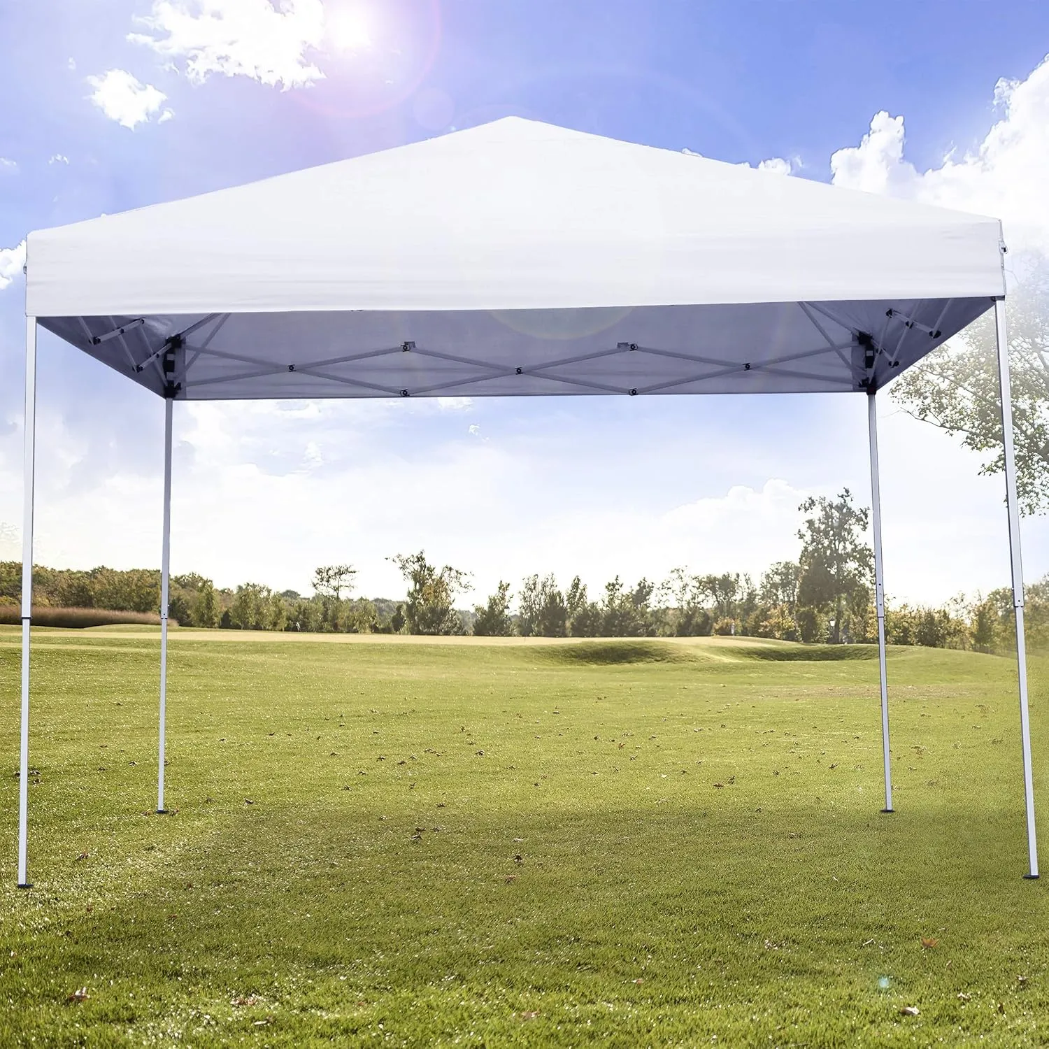LEMY 10 x 10 Pop Up Canopy, Portable Commercial Party Instant Heavy Duty Canopy Tent, 300D Waterproof Adjustable Canopy w/Wheeled Carry Bag (White)