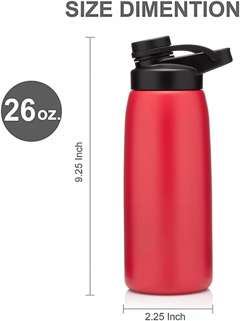 Life's Easy Stainless Steel Water Bottle - Spout Lid Design - Double Wall Insulation and Wide Mouth - Ultimate Leak-Proof Solution for Hot and Cold Drinks, Sports, Camping, and Hiking - 26 oz - Red