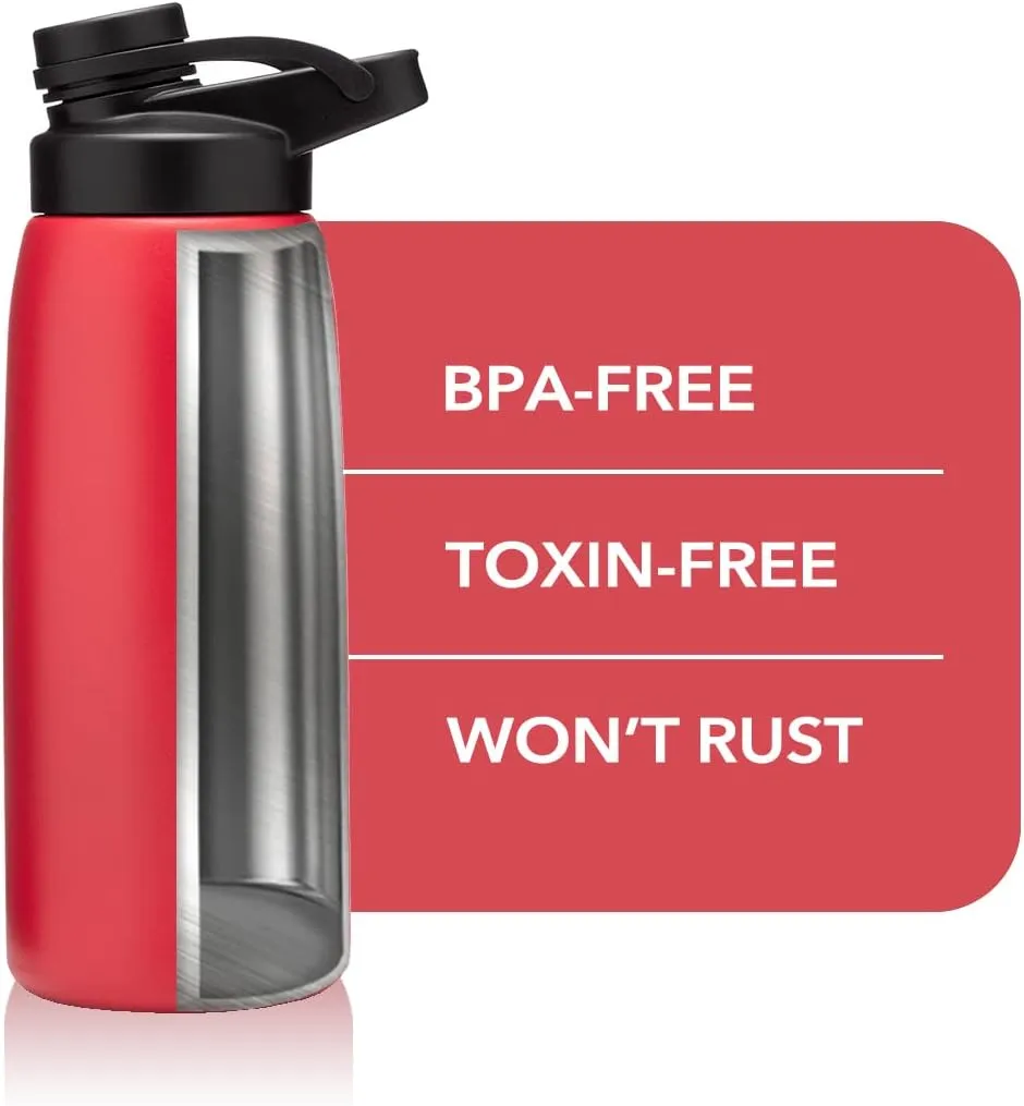 Life's Easy Stainless Steel Water Bottle - Spout Lid Design - Double Wall Insulation and Wide Mouth - Ultimate Leak-Proof Solution for Hot and Cold Drinks, Sports, Camping, and Hiking - 26 oz - Red