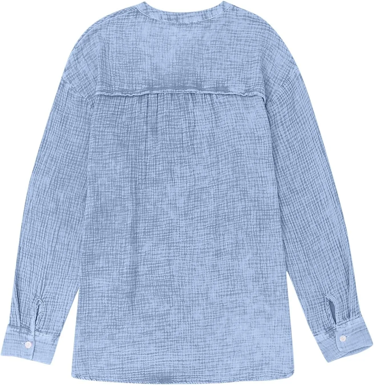 Linen Shirts for Women Casual Button V Neck Long Sleeve Shirts Oversized Solid Blouses Tops for Women Trendy Summer 2025