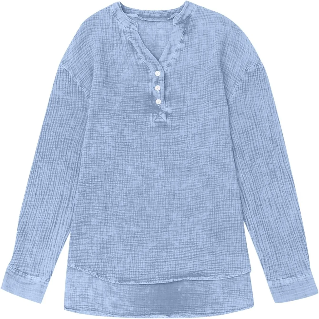 Linen Shirts for Women Casual Button V Neck Long Sleeve Shirts Oversized Solid Blouses Tops for Women Trendy Summer 2025