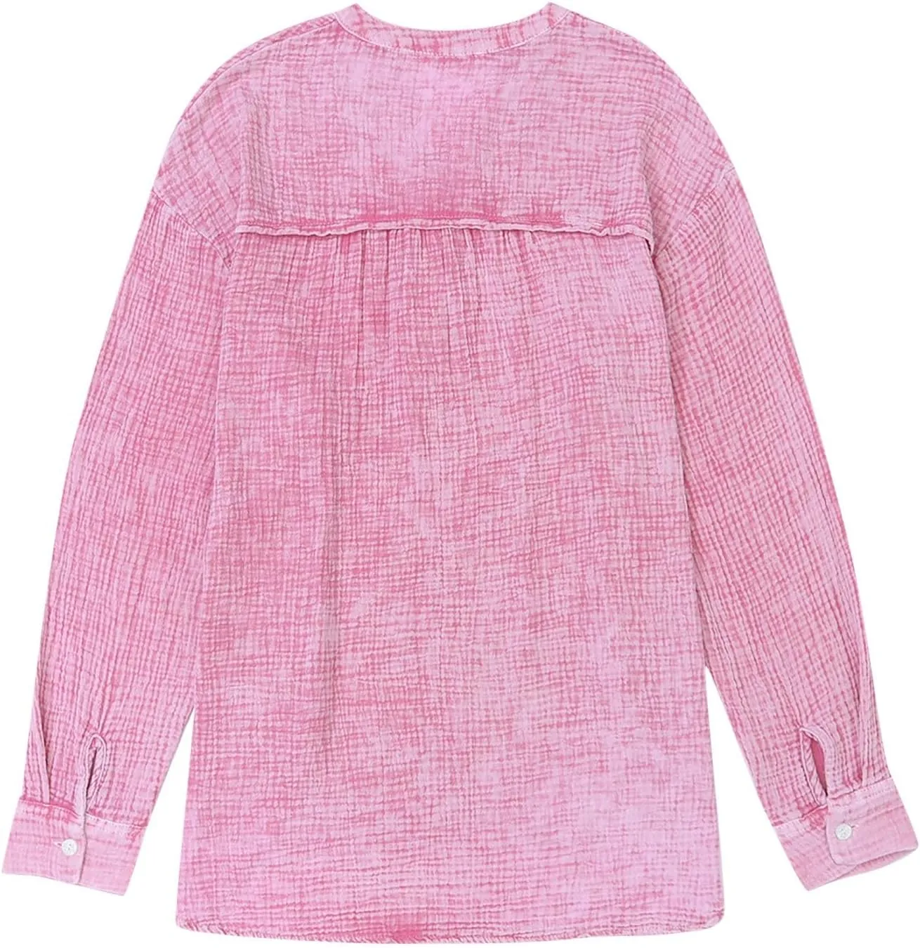 Linen Shirts for Women Casual Button V Neck Long Sleeve Shirts Oversized Solid Blouses Tops for Women Trendy Summer 2025