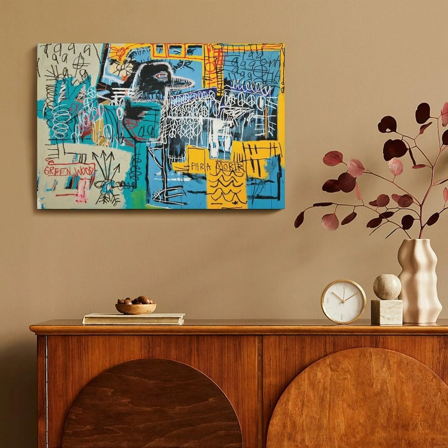 LINYISHU Jean-Michel Basquiat Poster Graffiti Street Bird on Money Wall Art Poster Canvas Printing Decorative Painting; Frame; 16x24inch(40x60cm)