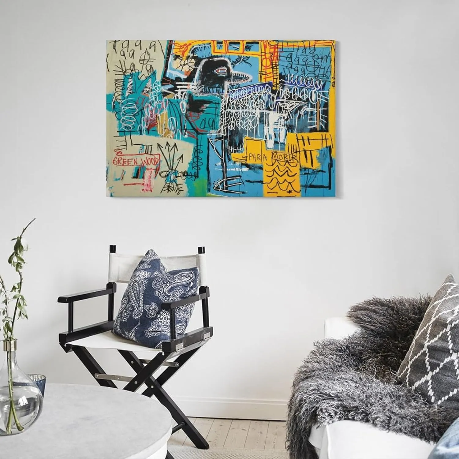 LINYISHU Jean-Michel Basquiat Poster Graffiti Street Bird on Money Wall Art Poster Canvas Printing Decorative Painting; Frame; 16x24inch(40x60cm)