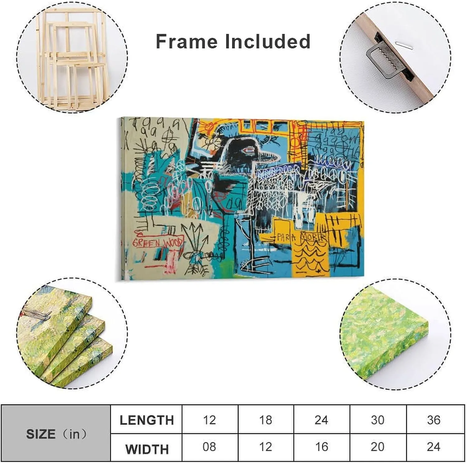 LINYISHU Jean-Michel Basquiat Poster Graffiti Street Bird on Money Wall Art Poster Canvas Printing Decorative Painting; Frame; 16x24inch(40x60cm)