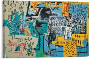 LINYISHU Jean-Michel Basquiat Poster Graffiti Street Bird on Money Wall Art Poster Canvas Printing Decorative Painting; Frame; 16x24inch(40x60cm)