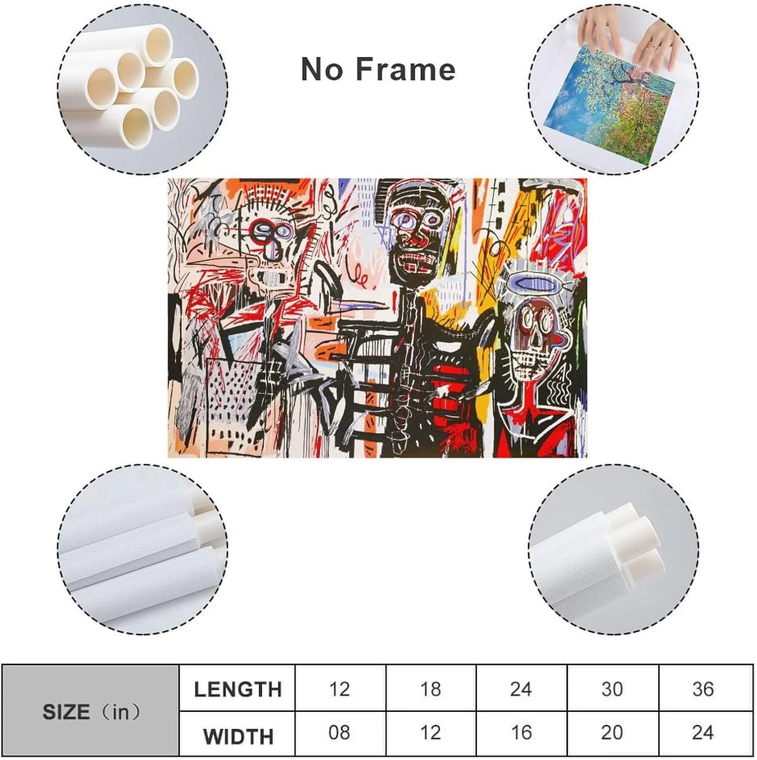 LINYISHU Jean-Michel Basquiat Poster Graffiti Street Philistines Wall Art Poster Canvas Printing Decorative Painting; Unframe; 12x18inch(30x45cm)