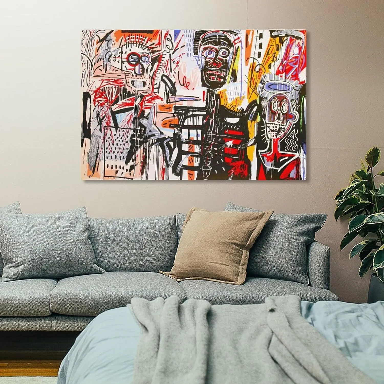 LINYISHU Jean-Michel Basquiat Poster Graffiti Street Philistines Wall Art Poster Canvas Printing Decorative Painting; Unframe; 12x18inch(30x45cm)