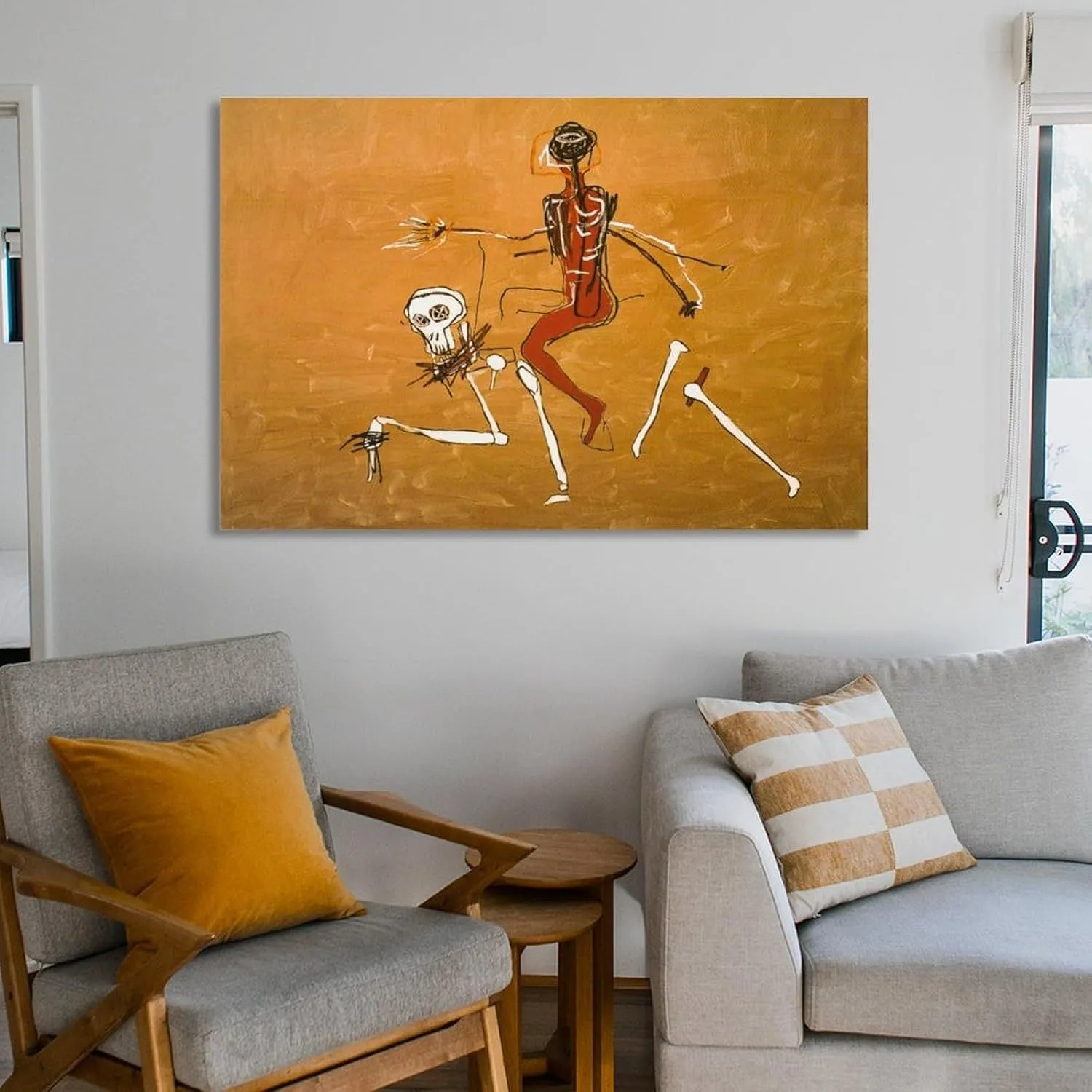 LINYISHU Jean-Michel Basquiat Poster Graffiti Street Riding with Death Wall Art Poster Canvas Printing Decorative Painting; Unframe; 24x36inch(60x90cm)