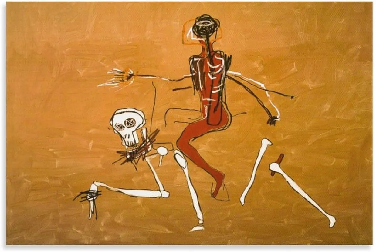 LINYISHU Jean-Michel Basquiat Poster Graffiti Street Riding with Death Wall Art Poster Canvas Printing Decorative Painting; Unframe; 24x36inch(60x90cm)