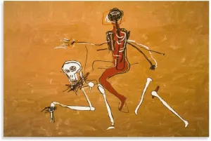 LINYISHU Jean-Michel Basquiat Poster Graffiti Street Riding with Death Wall Art Poster Canvas Printing Decorative Painting; Unframe; 24x36inch(60x90cm)