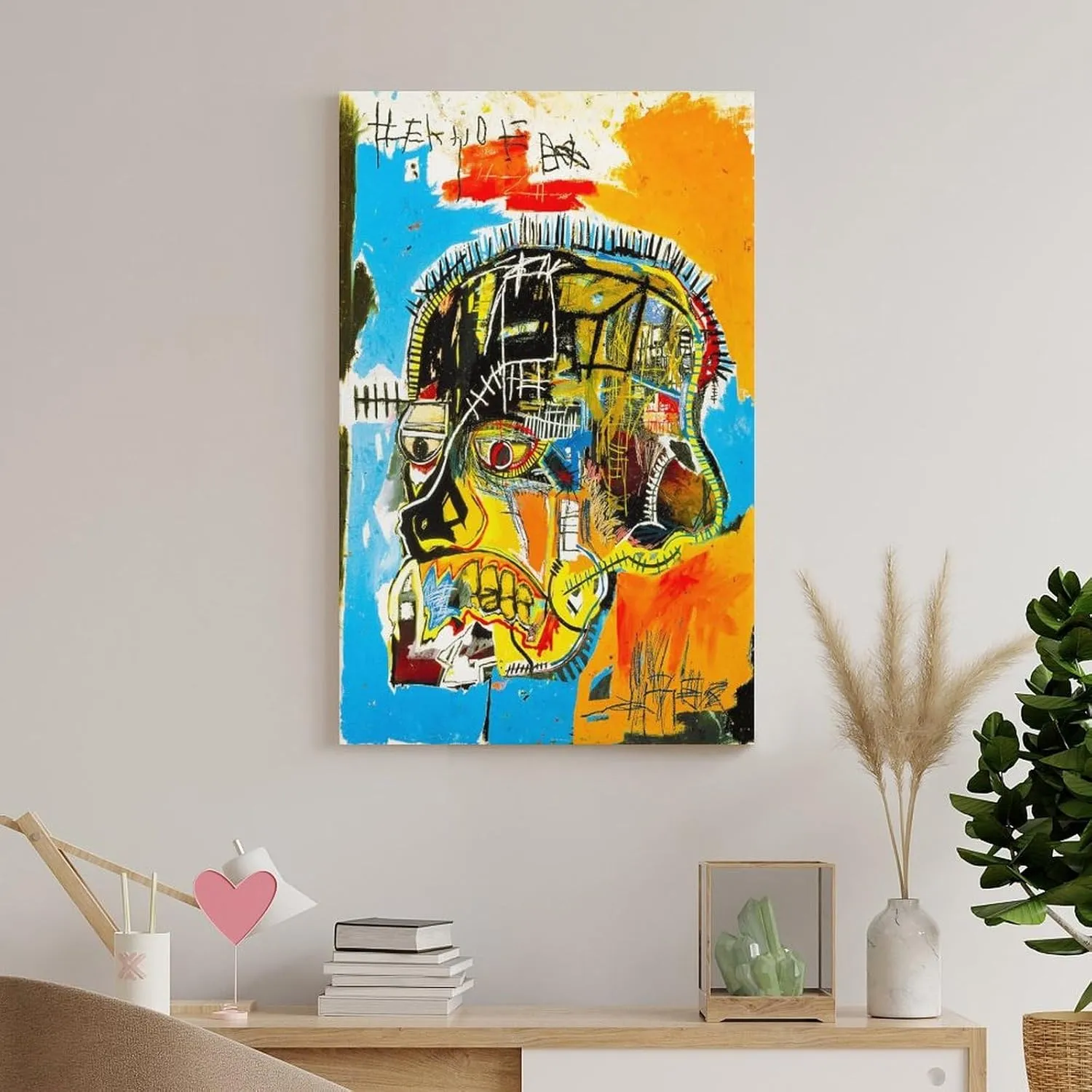 LINYISHU Jean-Michel Basquiat Poster Graffiti Street Skull Wall Art Poster Canvas Printing Decorative Painting; Unframe; 24x36inch(60x90cm)
