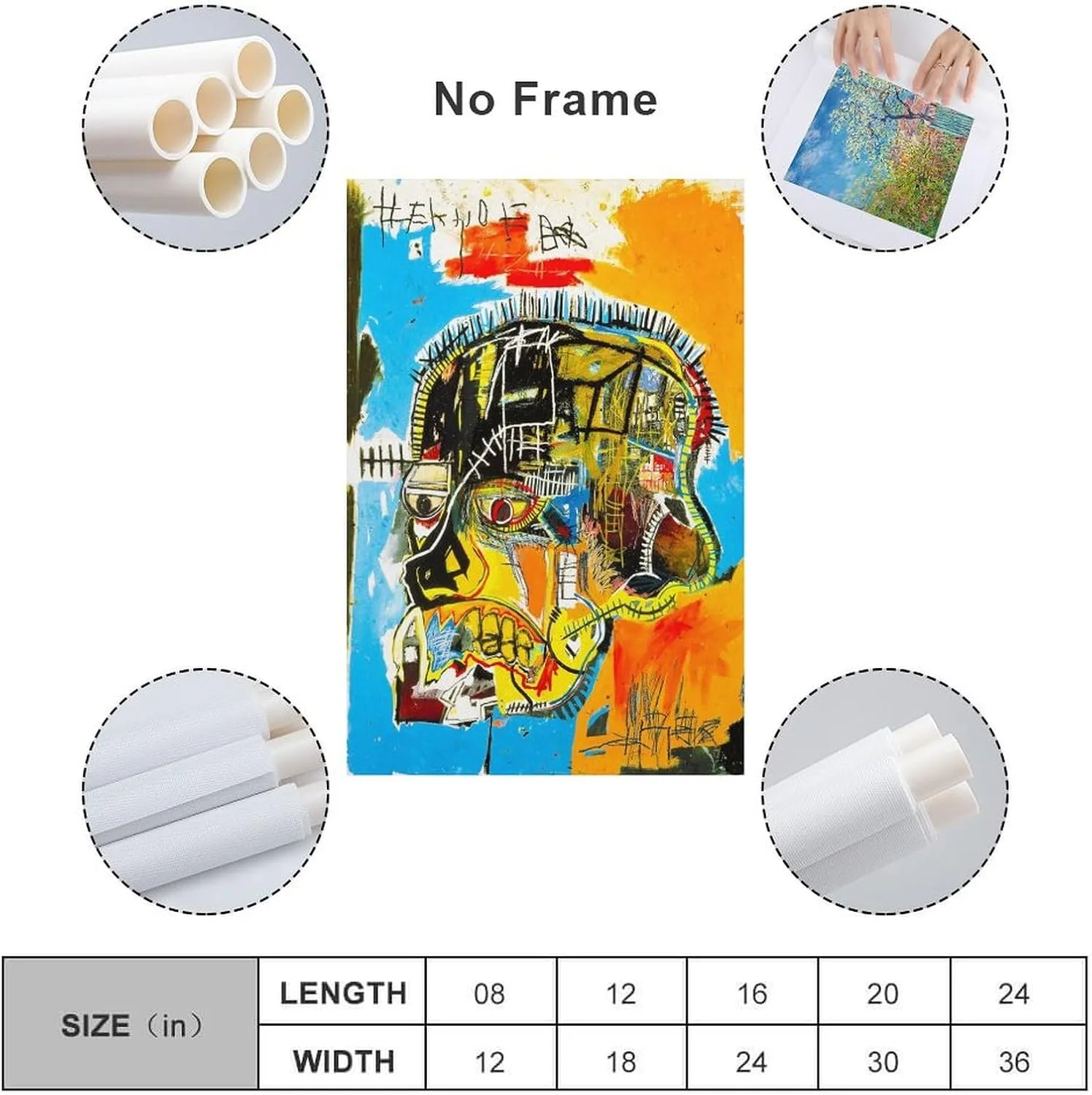 LINYISHU Jean-Michel Basquiat Poster Graffiti Street Skull Wall Art Poster Canvas Printing Decorative Painting; Unframe; 24x36inch(60x90cm)
