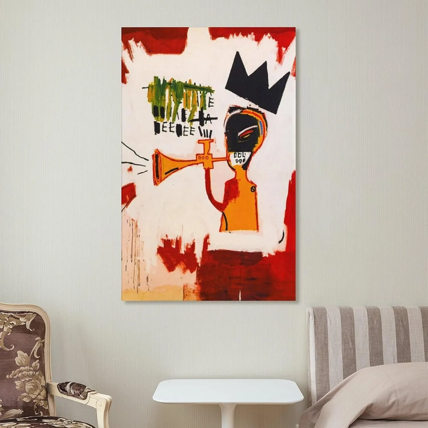 LINYISHU Jean-Michel Basquiat Poster Graffiti Street Trumpet Wall Art Poster Canvas Printing Decorative Painting; Unframe; 24x36inch(60x90cm)
