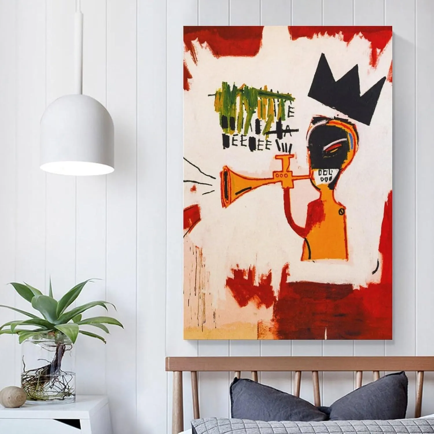 LINYISHU Jean-Michel Basquiat Poster Graffiti Street Trumpet Wall Art Poster Canvas Printing Decorative Painting; Unframe; 24x36inch(60x90cm)